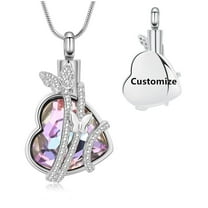 Heart Urn Necklace for Ashes Crystal Butterfly Cremation Jewelry Ashes Pendant Memorial Urn Locket Keepsake Necklace Gift for Women