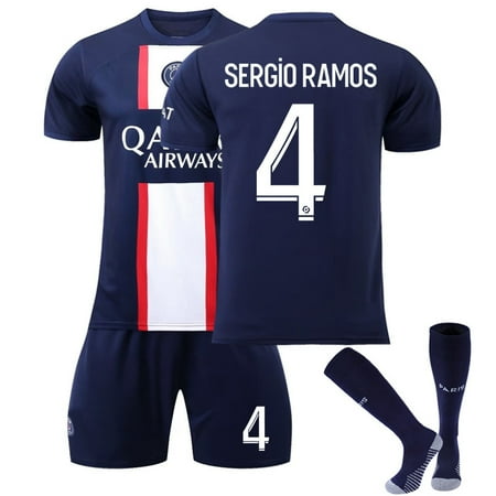NO.4 SERGIO RAMOS 2022-2023 Paris Saint-Germain Soccer Jersey Activewear for Kids and Adults