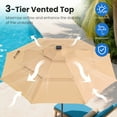 thumbnail image 4 of edx 10ft 3-Tier Solar LED Patio Umbrella with Tilt Adjustment and UV-Resistant Polyester Fabric, Outdoor Market Umbrella, Khaki, 4 of 6