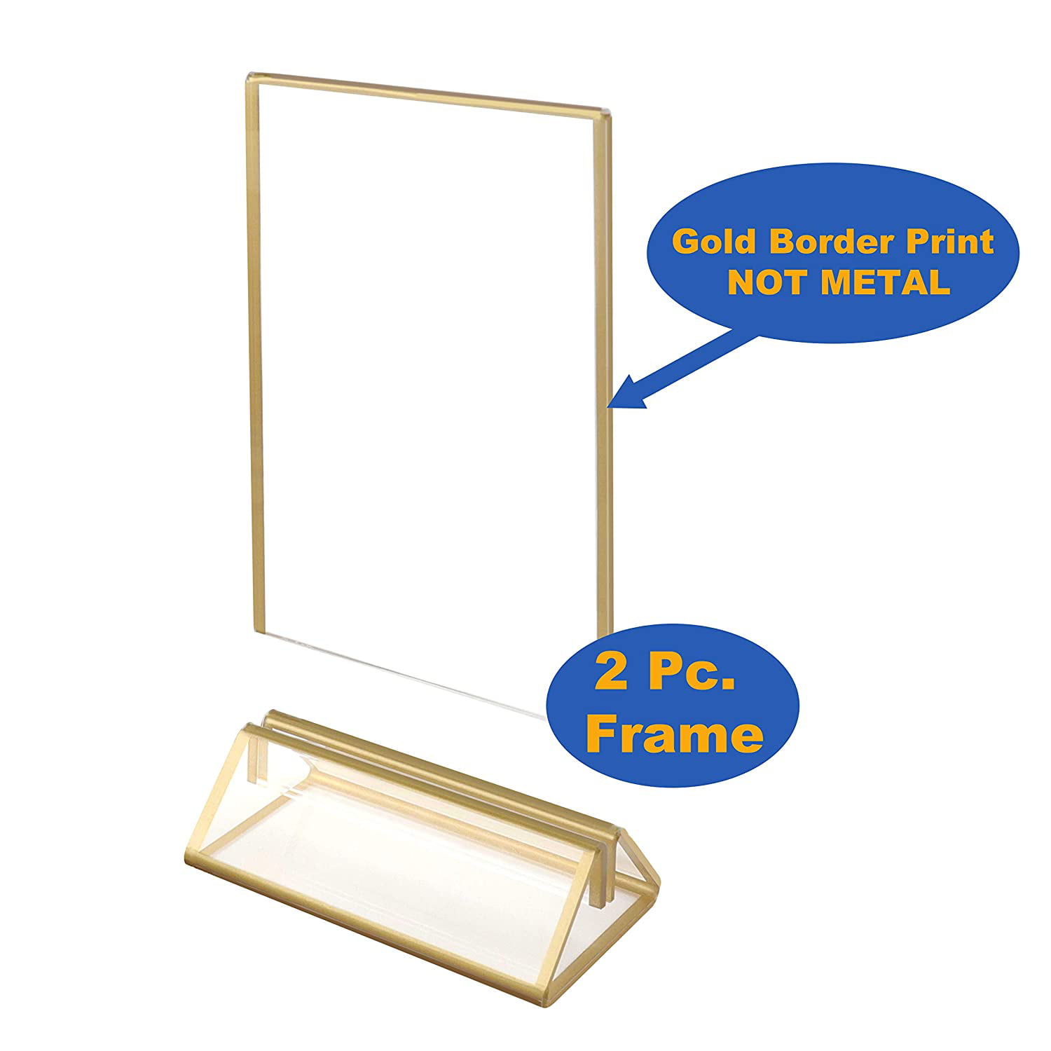 Photos and Art Display Restaurant Signs Double Sided Table Menu Holders Picture Frames for Wedding Table NIUBEE 6Pack 5 x 7 Clear Acrylic Sign Holder with Gold Borders and Vertical Stand 