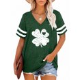 thumbnail image 3 of Anbech St. Patrick's Day Short Sleeve T-Shirt for Women Casual Four-leaf Clover Print Tee Shirt with Round Neck, 3 of 4