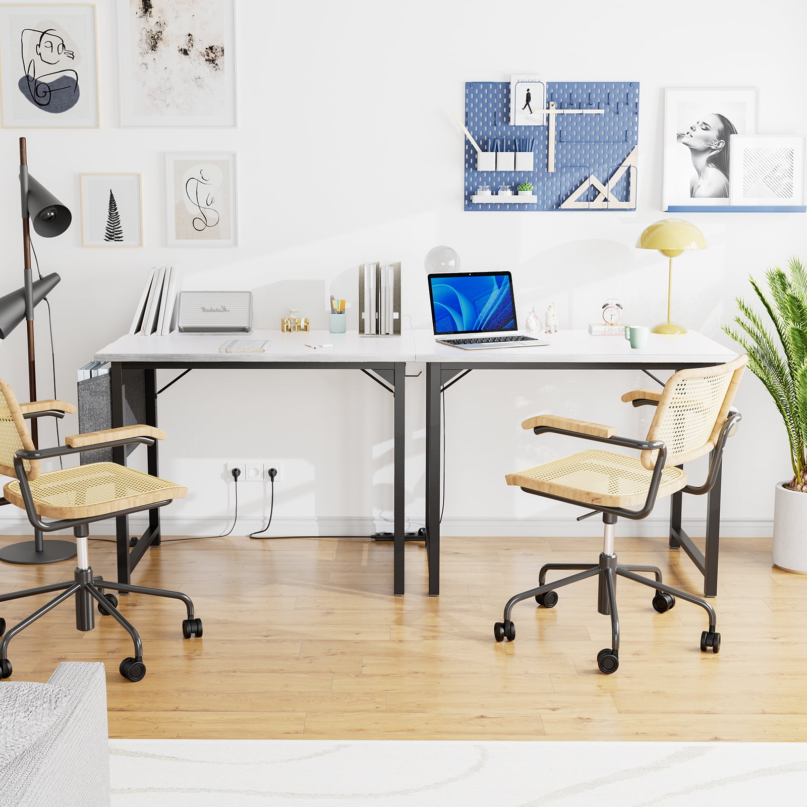 Aidoly 32 inch Small Computer Desk Writing Study Work Office Table Modern Simple with Storage Bag and Hook for Home Bedroom, White