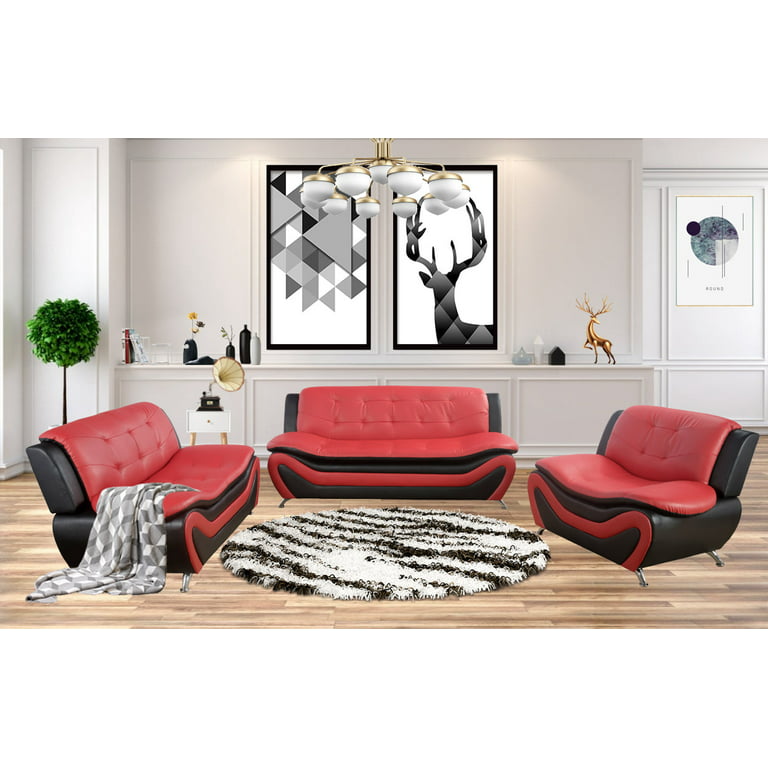 3 Piece Faux Leather Living Room Set