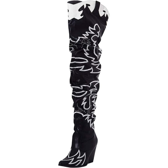 Cape Robbin Women's Western Thigh High Over The Knee Cowboy Cowgirl Boots - Chunky Block Heel Fashion Boots for Women