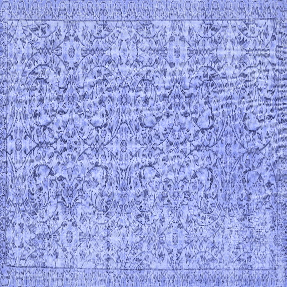 Ahgly Company Machine Washable Indoor Square Persian Blue Traditional Area Rugs, 6' Square