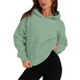 thumbnail image 5 of Xcmzpl Women's Hoodies Basic Solid Color Hooded Sweatshirt Trendy Pullover Tops Comfort Long Sleeve Shirts Fall Clothes, 5 of 9