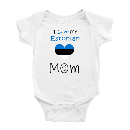 

I Love My Estonian Mom Cute Baby Romper Bodysuit For Boy Girl (White 6-12 Months)