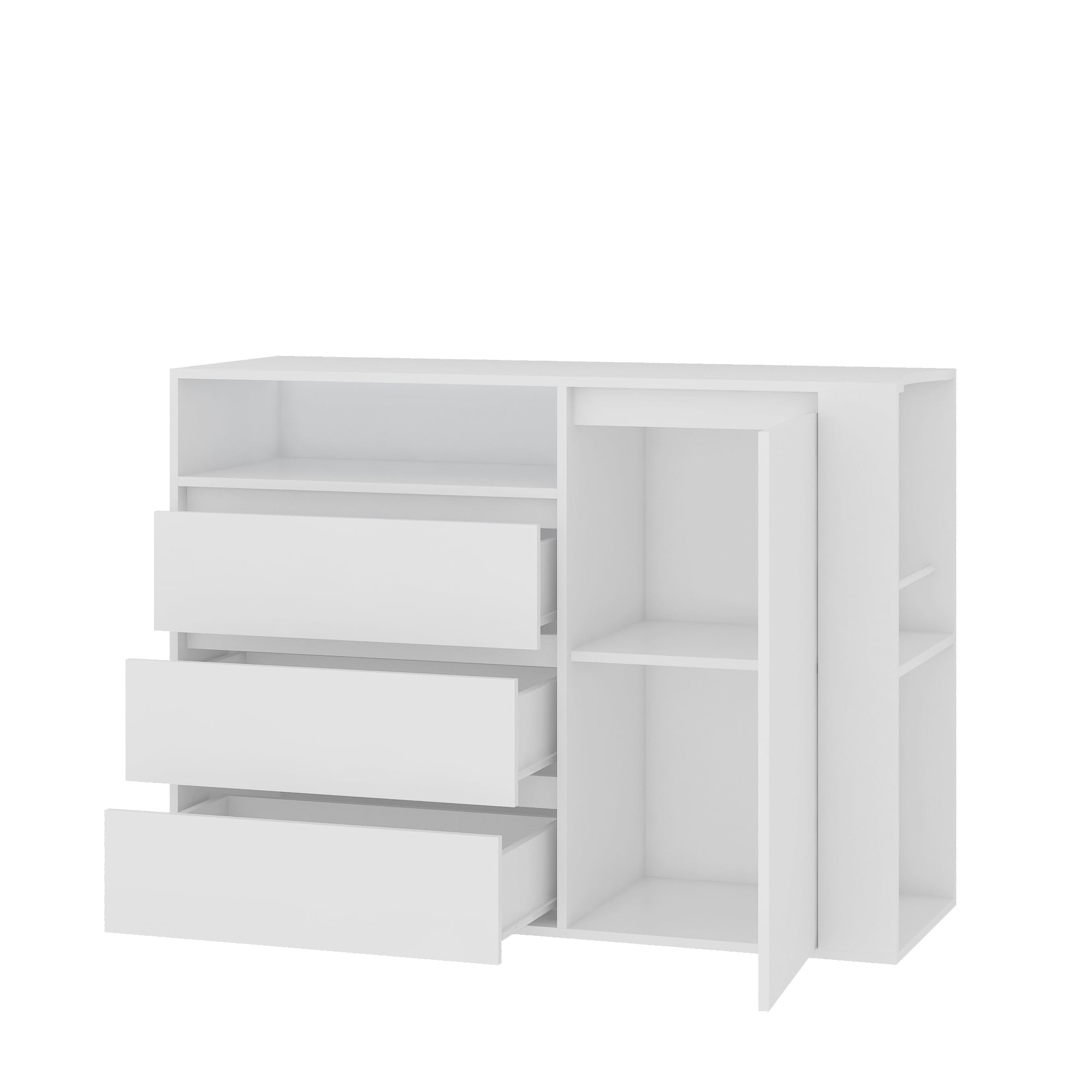 Kadyn Storage Cabinets with LEDs, 3 Drawer Sofa Side Cabinet, Chest of Drawers with Door, White Kadyn Storage Cabinets with LEDs, 3 Drawer Sofa Side Cabinet, Chest of Drawers with Door, White