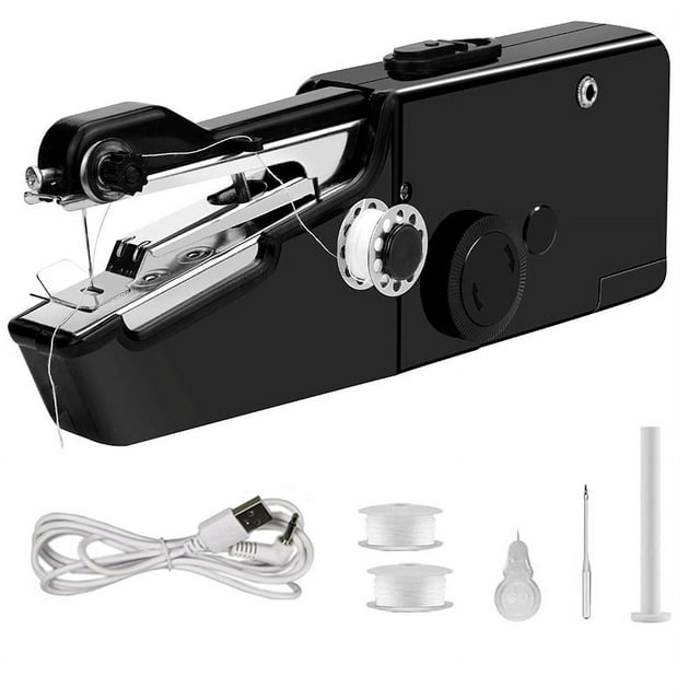 Kit de Machine à Coudre Électrique Portable USB, Mini Machine à Coudre Sans Fil pour Réparation Rapide pour Rideau en Denim Cuir