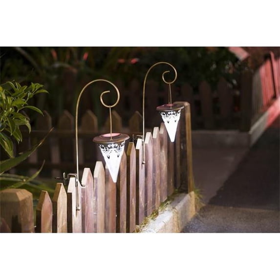 Luxen Home Set of 2 Tapered Solar Lights with Fence hook attachment