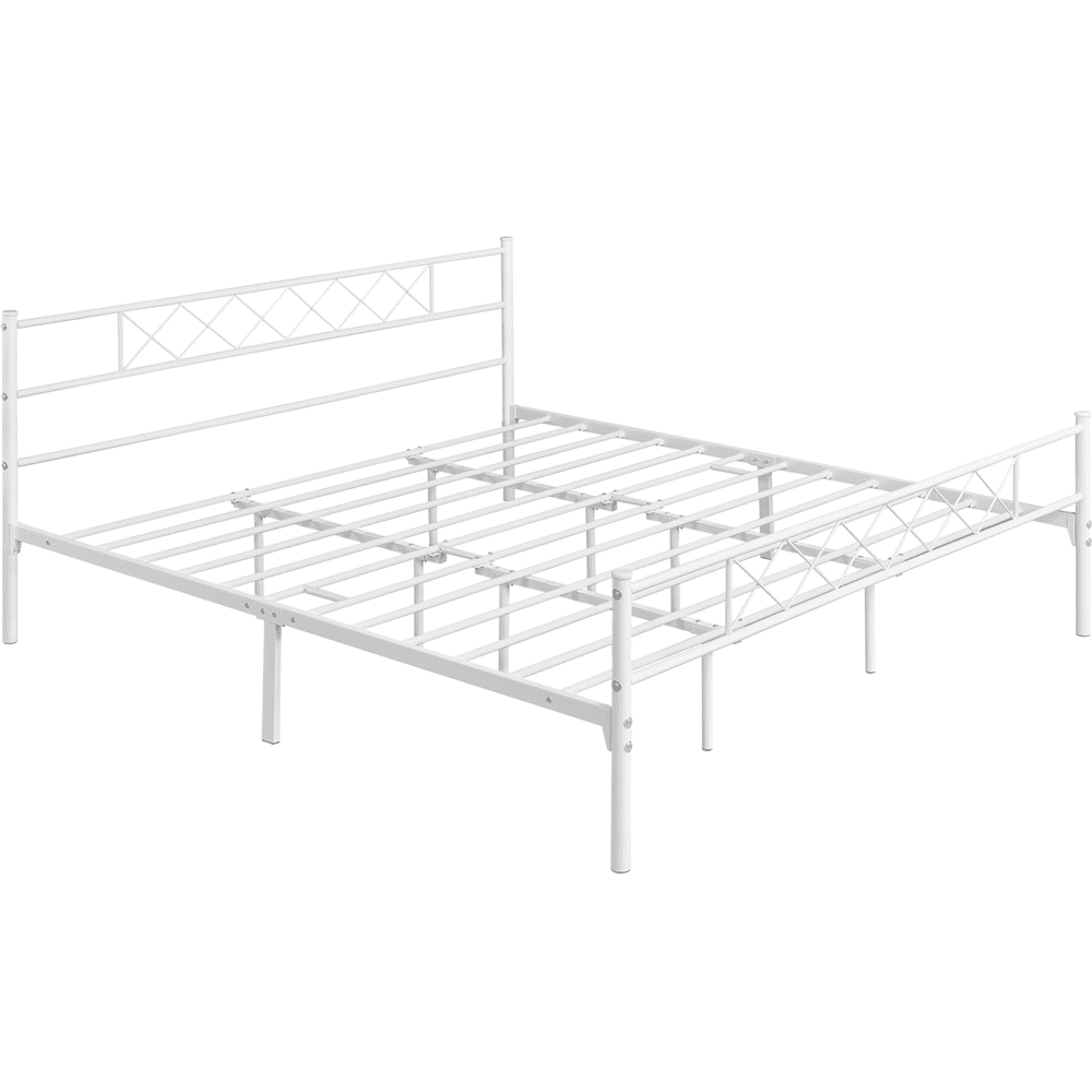Renwick x-Design Metal Platform King Bed, White, Adult