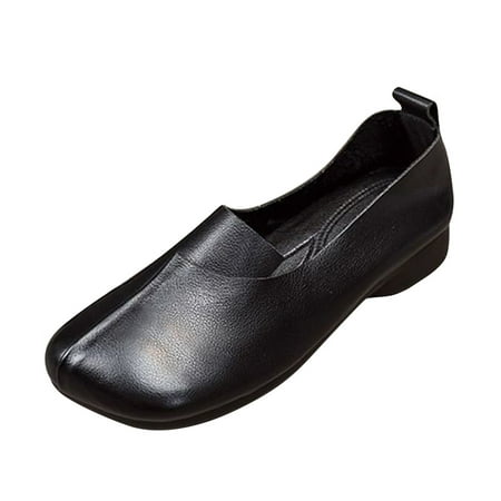 

GNEIKDEING Ladies Solid Color Round Head Comfortable Flat Casual Shoes Gift on Clearance