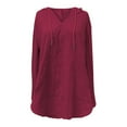thumbnail image 5 of Women's Long Sleeve T-shirt Women'S Cotton Linen Long Sleeved Hooded T Shirt Beach Long Sleeved V Neck Large Pocket Shirt Top, Women's Long sleeve T-shirt XXL, 5 of 8