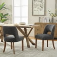 thumbnail image 3 of Vknow Furniture Modern Chenille Upholstered Dining Chairs Set of 2 with Cutout Back and Solid Wood Legs for Dining Room, Kitchen and Living Room, Charcoal, 3 of 9