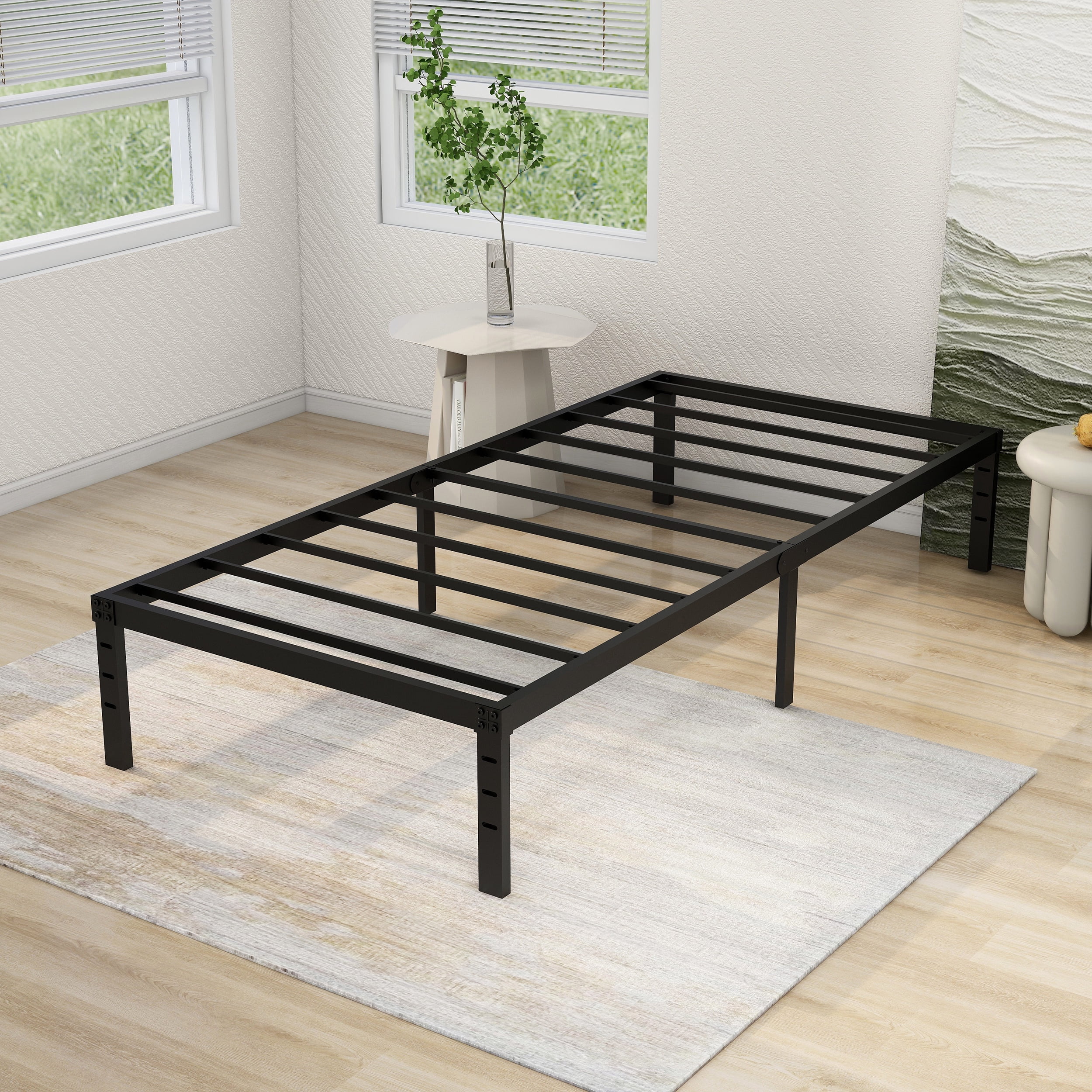 NNV 14" 3500 lbs Heavy Duty Twin XL Bed Frame, Duty Steel Slat Metal