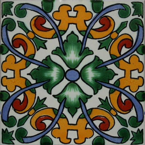 4.2x4.2 Becedas Talavera Mexican Tile, Set of 9 pcs
