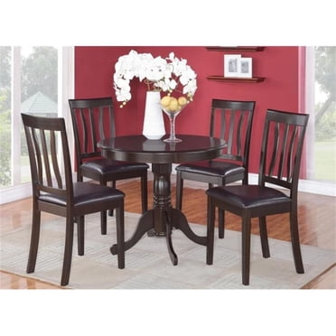 5 -Piece Round Kitchen 36 in. Table and 4 Chairs with Wood seat - Walmart.com