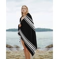thumbnail image 2 of Black Striped Beach Towels Oversized Super Absorbent, Farmhouse Black White Stripes Lightweight Bath Towel Quick Dry Sets For Bathroom/Pool/Rv Camping/Beach Play/Gym Room/Picnic 30"x60", 2 of 8