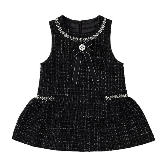 WEAIXIMIUNG Robes pour Préadolescentes Pastel Robe à Paillettes pour Filles Coupe Trapèze Sans Manches Robe Scintillante Robes de Fête avec Bordure en U 4-5 Ans