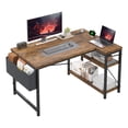 thumbnail image 1 of Exenoray L-Shaped Computer Desk with Power Outlet, 40" Reversible Corner Desk with Storage Shelf & Fabric Organizer, Space-Saving Home Office Workstation,Rustic Brown, 1 of 7