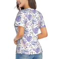 thumbnail image 3 of Xecao Lavender Flowers for Women's V-Neck T-Shirts-Elegant Half-Sleeve Tops Perfect for Summer-Small, 3 of 5