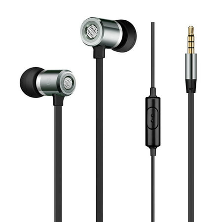 3.5mm Earbuds with Mic by Insten Alloy Metal In-Ear Headset with Mic Hands-free with Crystal Clear Noise Cancelling for Apple iPhone Samsung S9 S9+ LG Stylo 3 Android Cell phone Tablet