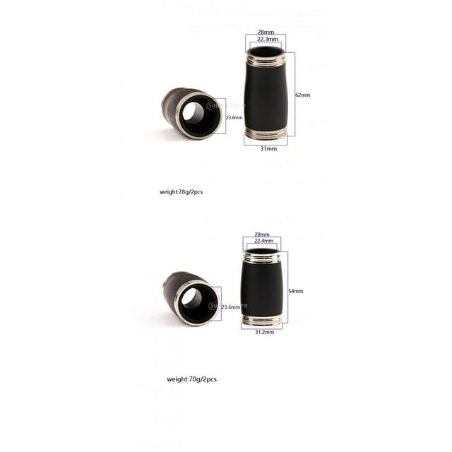 4 Piezas de para , Tubo de Secciones, Afinación, 54 Mm, 62 Mm, Metal Negro, Tubo de Tono Agudo Ajustable, Barril de P Baoblaze Barril de baquelita para clarinete