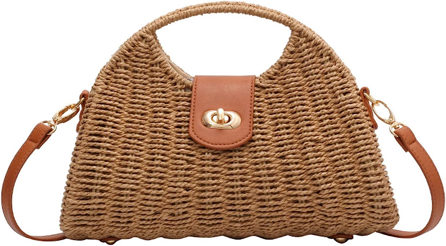 Kukuzhu Straw Handbags Women Summer Beach Tote Bag Hand Purse Vintage Wicker Woven Basket Boho Rattan Clutch Crossbody Shoulder Bag