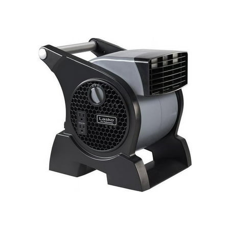 Lasko - Pro-Performance High Velocity Case Utility Fan with Integrated Power Outlets - Gray/Black
