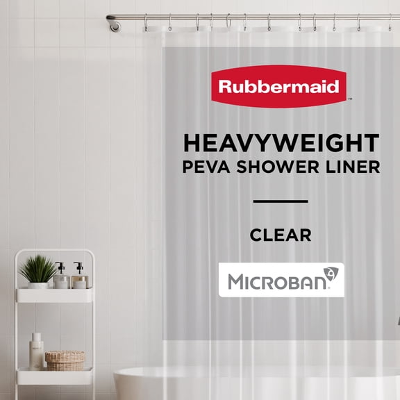 Rubbermaid Clear Heavyweight Waterproof PEVA Shower Curtain Liner, BPA-Free, 70 x 72 inches