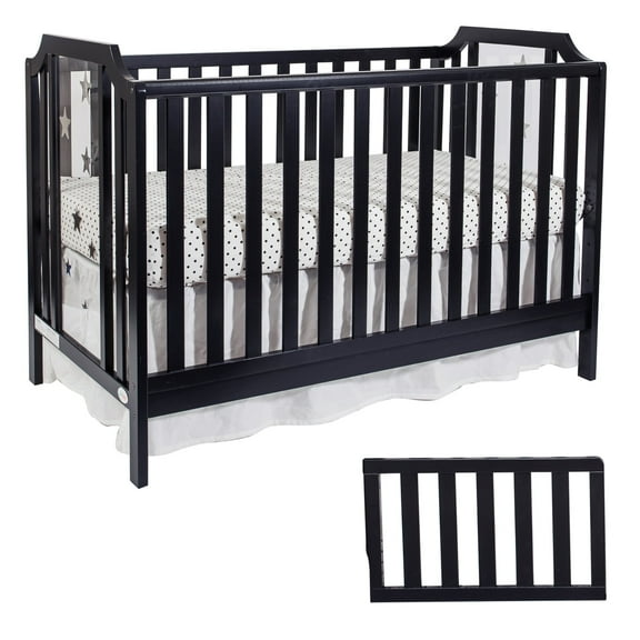 Suite Bebe Celeste Crib and Toddler Guard Rail Bundle Black