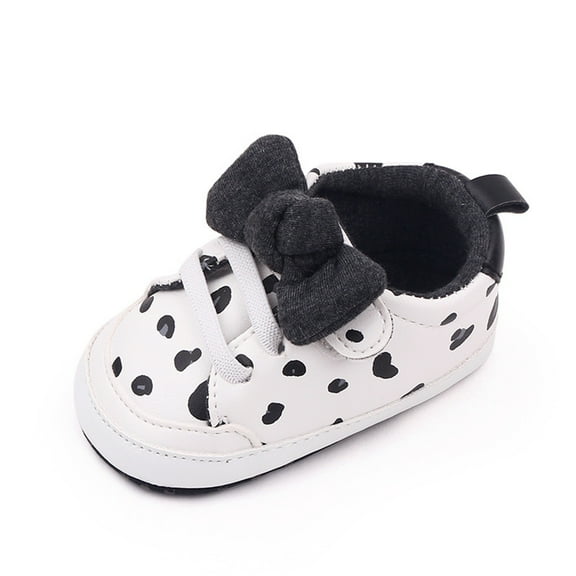 Otqutp Baby Soft Bottom Sneakers 0 to 12 Months Baby Boys Sneakers Girls Cute Bow PU Leather Lace Up Walking Shoes Flat Shoes