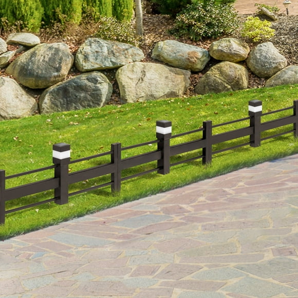 Sunjoy Iron Solar Garden Border Fencing, Metal Lattice Fence Panel Outdoor Decorative Garden Fences(5-pack)