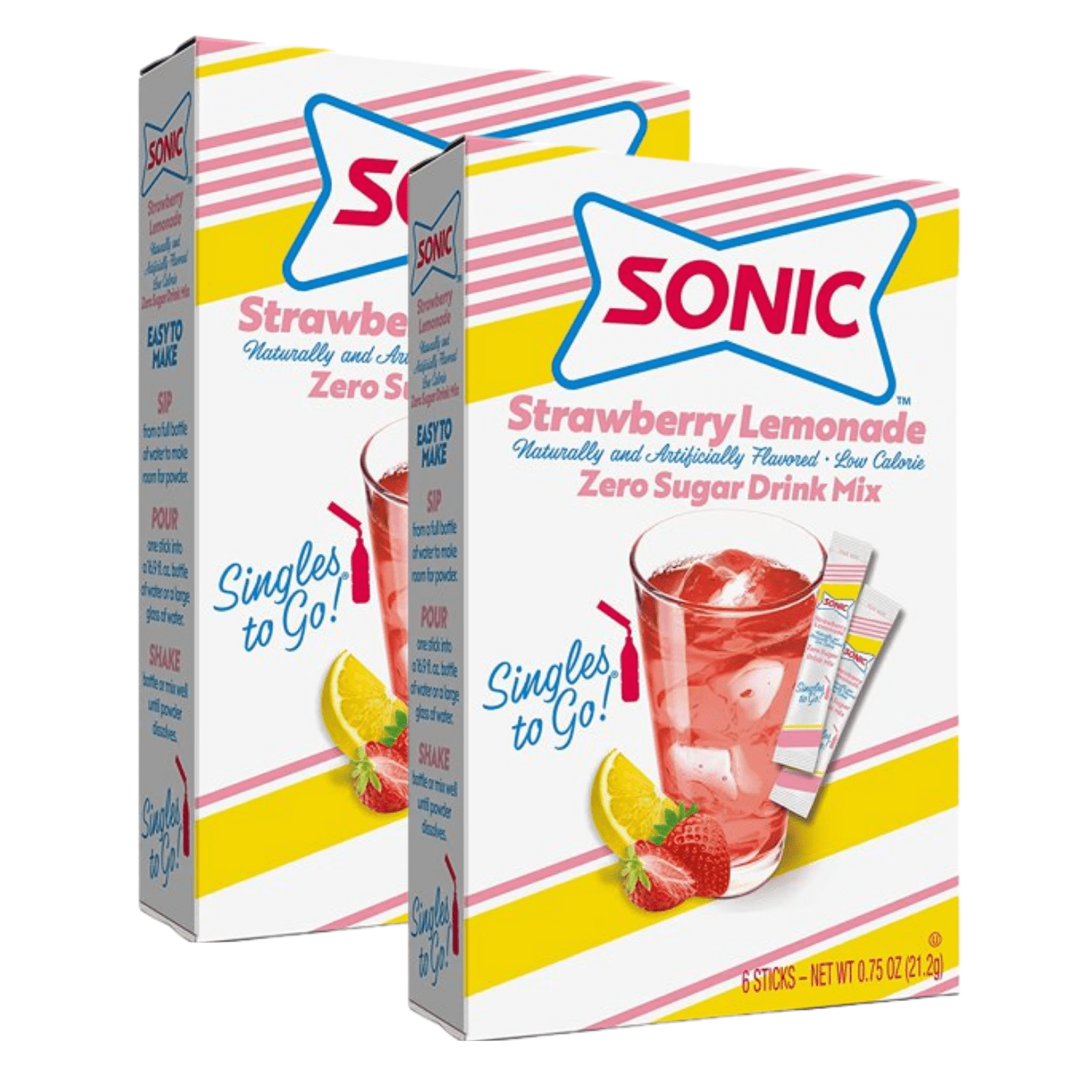 NS Sonic Strawberry Lemonade Singles to Go Drink Mix 4 Boxes 24