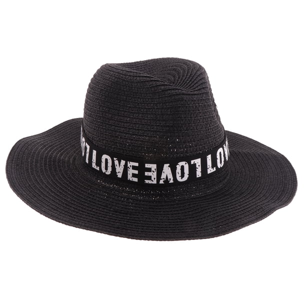 Sombrero plegable Sunnimix unisex de paja verano negro