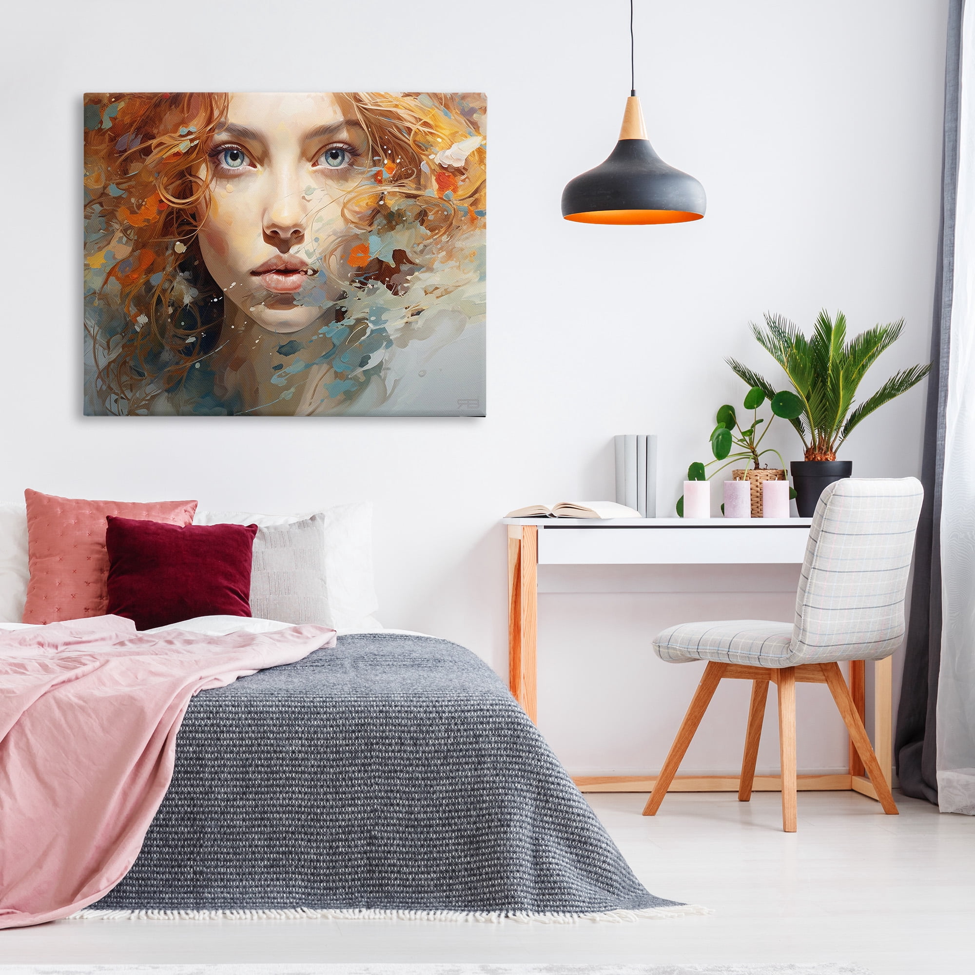 Stupell Industries Abstract Splatter Portrait Abstract Painting Gallery Wrapped Canvas Art Print Wall Art, 48 x 36