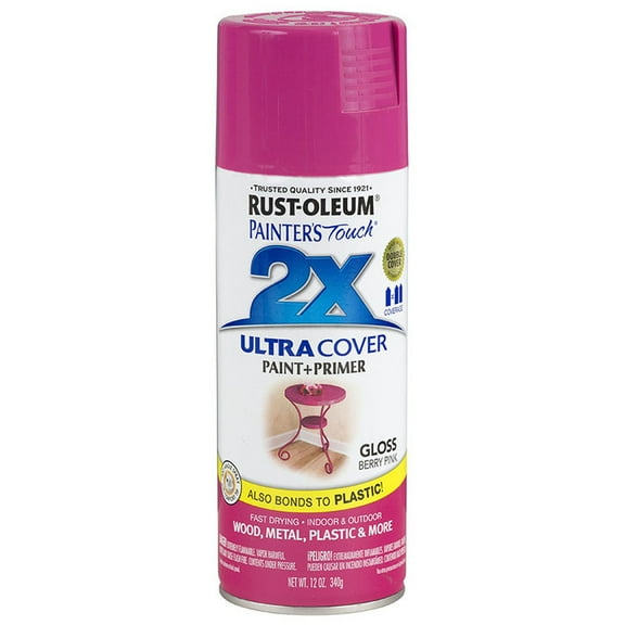 24‐Pack of 12 oz Rust‐Oleum Brands 334025 Gloss Berry Pink Painter's Touch 2X Ultra Cover Paint   Primer Spray Paint, Gloss