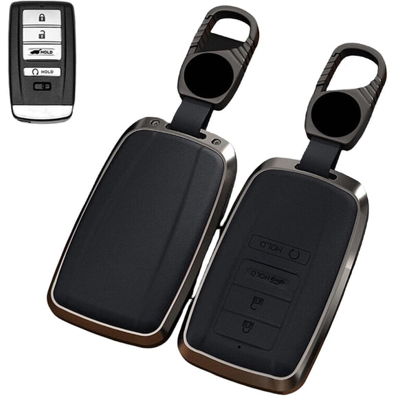 Key Fob Cover Compatible with Acura CDX TLX RLX RDX MDX ILX 2014-2020 5 Button Leather Keychain Case Holder Protector,1