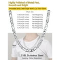 thumbnail image 6 of PROSTEEL White Gold Plated Figaro Necklaces for Women Men 9mm Stainless Steel Chain Necklace Hip Hop Son Fathers Jewelry Gift, 26 Inches, 6 of 8