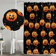 thumbnail image 5 of Halloween Shower Curtain, Waterproof Shower Curtains for Bathroom, Fall Orange Scary Pumpkin Star Black Washable Fabric Bathtub Curtain Set Bath Decor with 12 Hooks Long 72"x84", 5 of 8