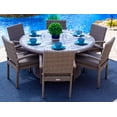 thumbnail image 1 of Tuscany 7-Piece Resin Wicker Outdoor Patio Furniture Round Dining Table Set with Dining Table and Six Cushioned Chairs (Half-Round Gray Wicker, Sunbrella Canvas Charcoal), 1 of 4