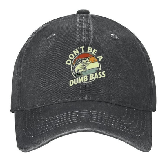 Don't Be A Dumb Bass Print Vintage Wash Dad Hat Adjustable Curved Brim Baseball Cap,Casual Outdoor Sports Fishing Cap for Men and Women