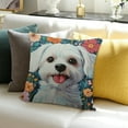 thumbnail image 3 of Patifu Cute Bichon Frise Pillow Covers - Dog Throw Pillow Covers Floral Puppy Outdoor Pillow Cases et Dog Lover Cushion Covers for Couch Bed Car 12x12in, 3 of 5
