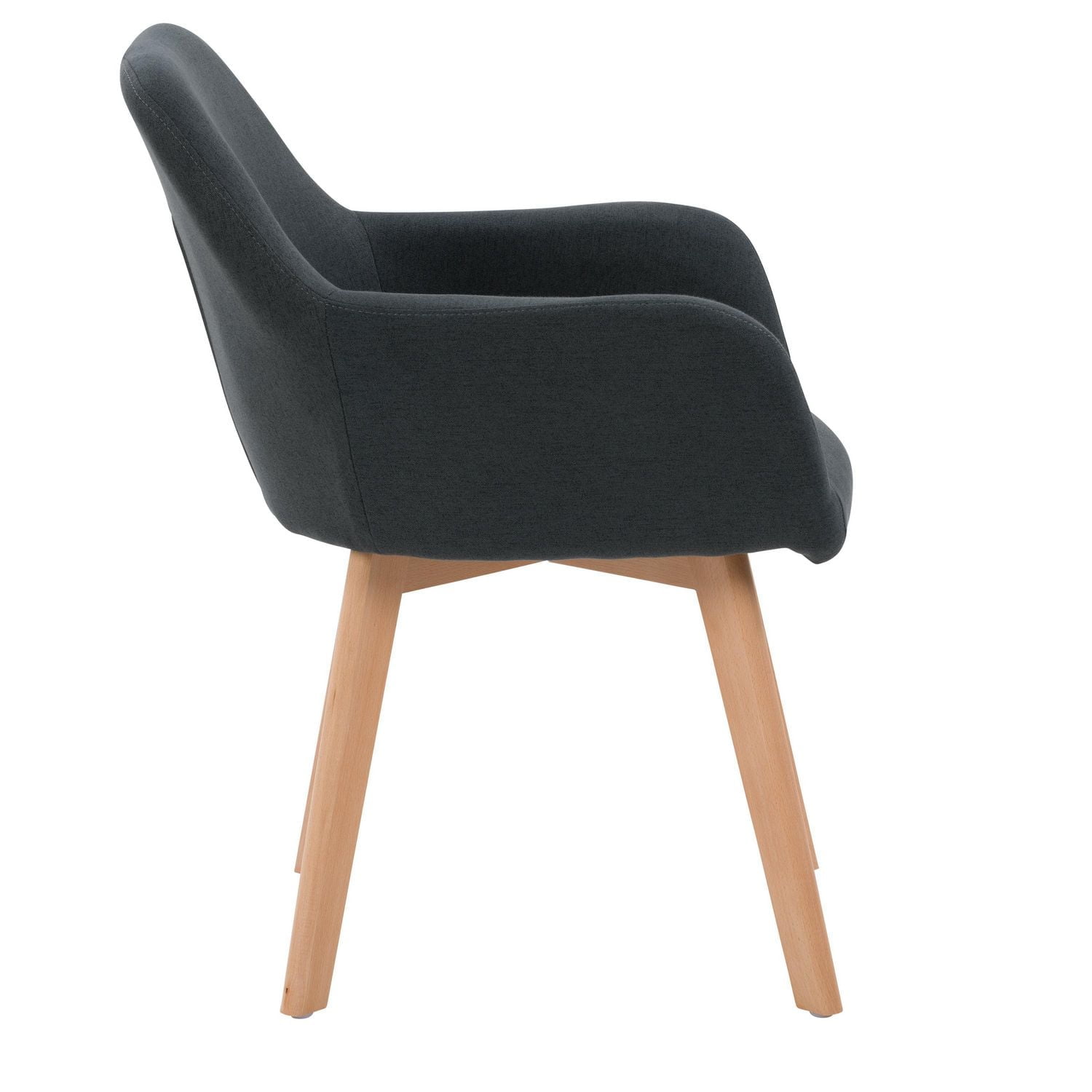 CorLiving Ayla Upholstered Indoor Dining Side Chair with Arms and Wood Legs