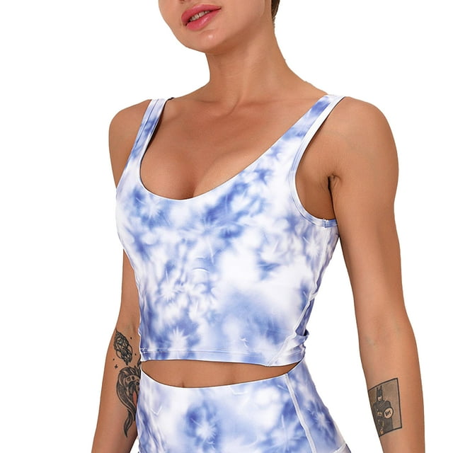 TFixol Sujetador deportivo para mujer con estampado Tie Dye extraíble acolchado elástico palangre