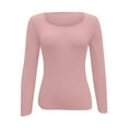 thumbnail image 3 of Women's Casual U Neck Solid Color Tight Long Sleeved T Shirt Top Womens Hiking Shirts Top Jr Fall Fashion Athletic Top Women Athletic Shirts Women Loose Fit Long Sleeves Womens Tee Shirt Loose Short, 3 of 4