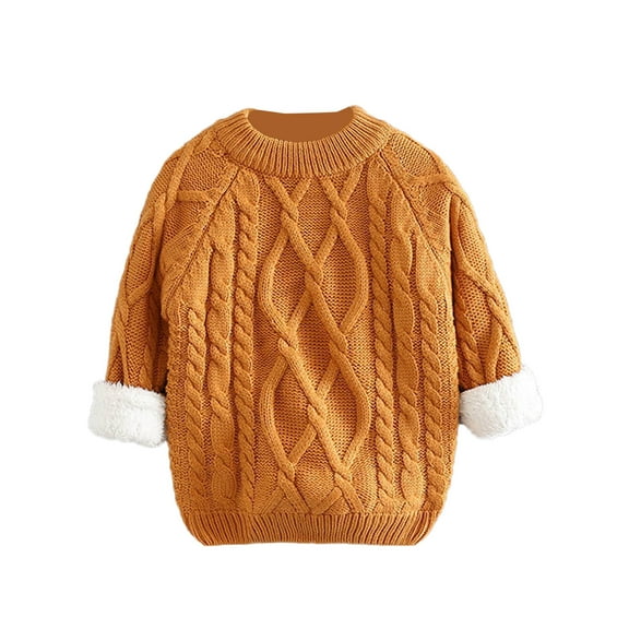 Elainilye Fashion Baby Sweater Winter Fleece Thickened Sweater Spring Jumper Knit Base Baby Infant Clothes Sizes 6-36M,Orange