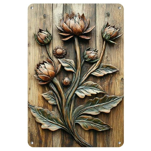 1pc Rustic Scottish Thistle Iron Wall Art, 8"x12" Square Metal Sign with 3D Floral Design - Classic Farmhouse Decor, Versatile Hanging Plaque for Home, Living Room, Bar & Restaurant