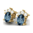 thumbnail image 2 of 925 Sterling Silver Gold Vermeil 6x4mm Oval Shape London Blue Topaz Solitaire Mother's Day Gift Women Earrings, 2 of 4
