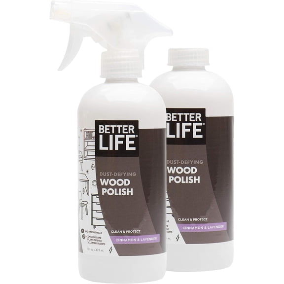 Wood Furniture Polish - Wood Cleaner & Dusting Spray for Tables, Banisters or Floor - Great Wood Seasoning for Old Wooden Cabinet, Antique Restorer - 16oz (2Pack) Cinnamon & Lavender